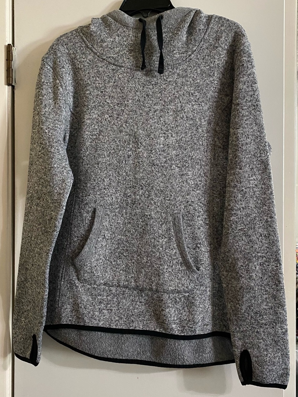 Danskin Gray Marled Hooded Pullover with Thumbholes
